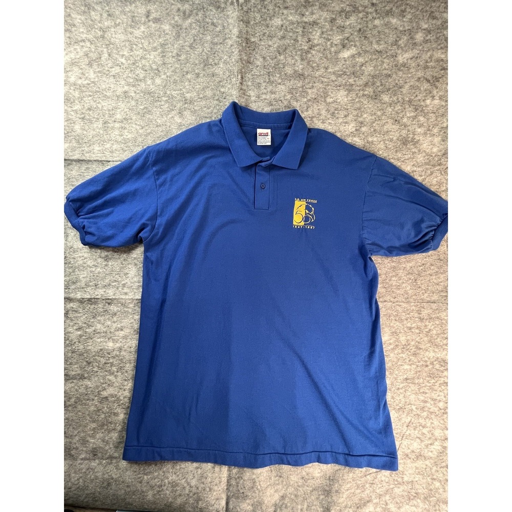 US Air Force Mens  XL Polo Shirt Vintage Embroidered 50th Year by‎ Anvil